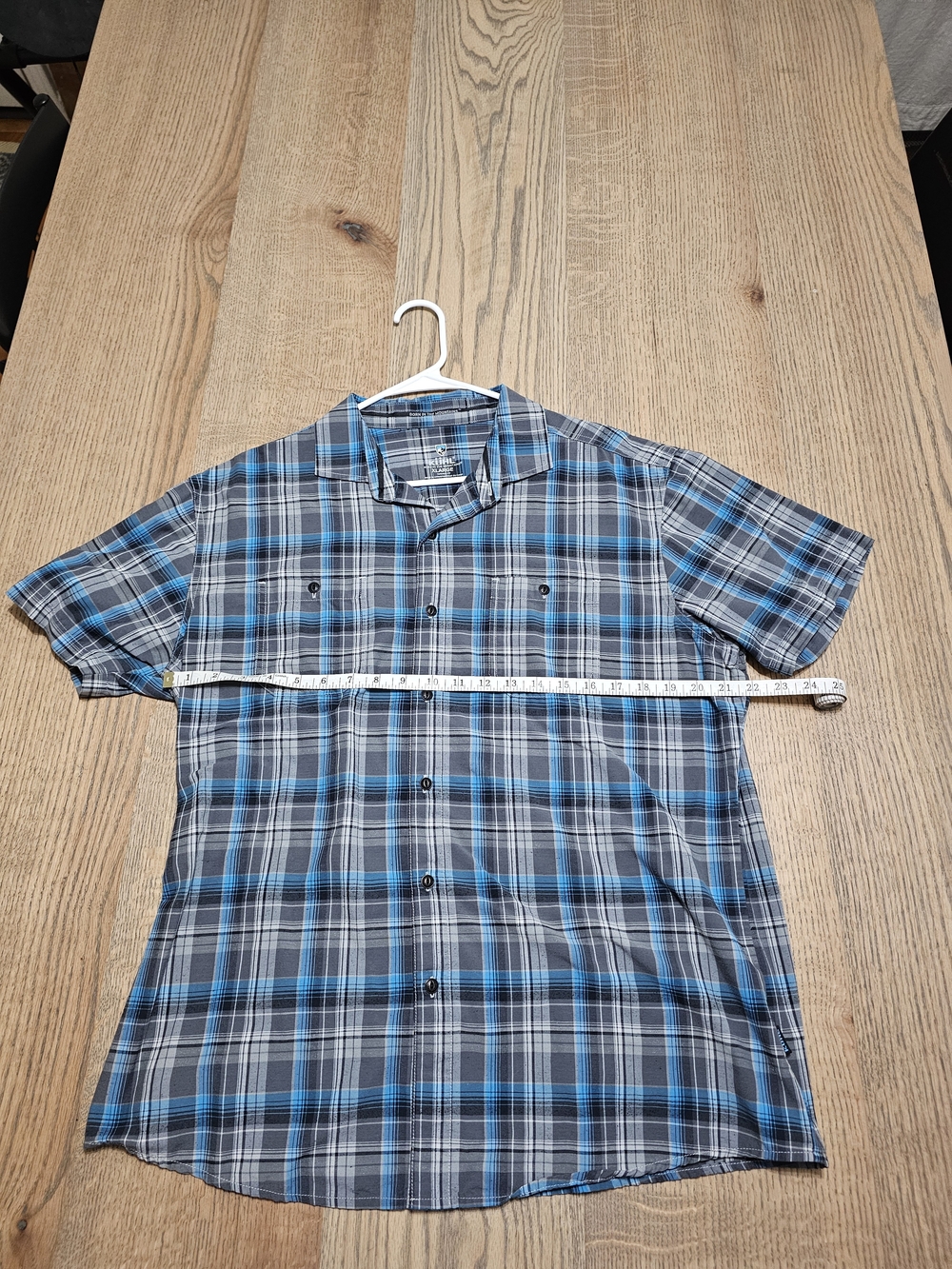Kuhl SUBARU Men's Short-Sleeve Blue Plaid Button-Up Shirt XL But Fits Like Large